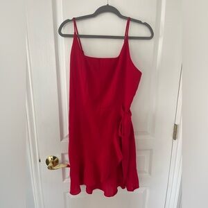 Red Mini Dress with Side Tie